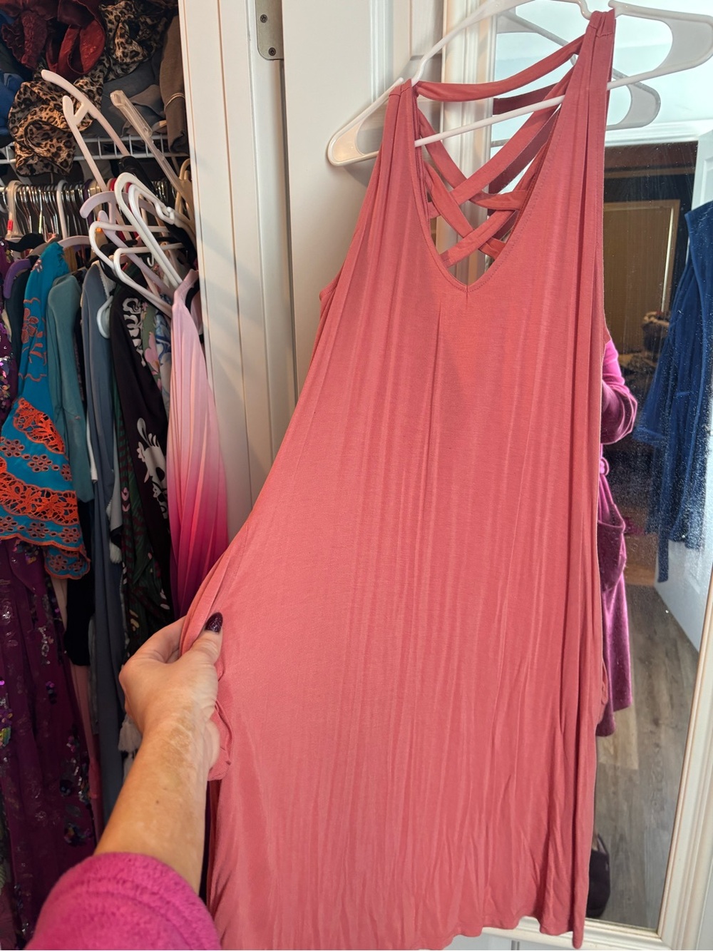 Sleeveless coral Dress with Strappy Back